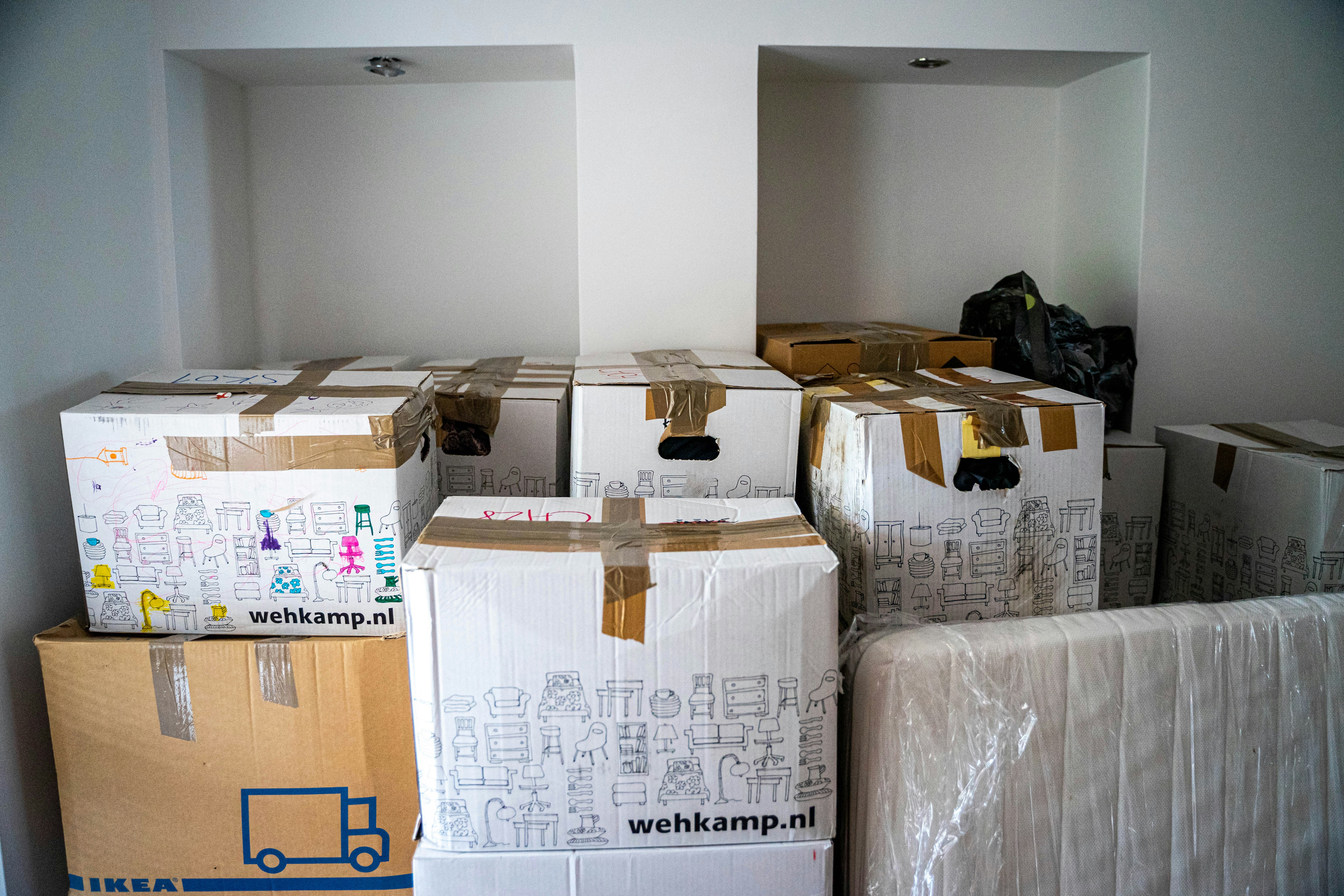 cardboard boxes used during a move